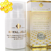 Fleur De Lis Naturals Face Cream Royal Jelly bottle shows hydrated, dry skin benefits.