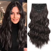 Fliace clip-in extensions six-piece set with wefts for instant volume.
