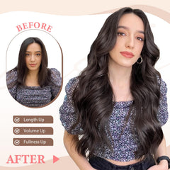 Fliace dark brown 20-inch long wavy extensions for natural blend.