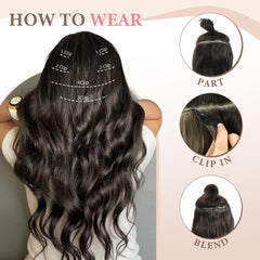 Fliace three-clip 5.5-inch wide weft for versatile styling.