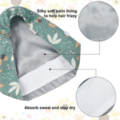 Floraltop satin lined scrub cap side view shows ponytail support and fit