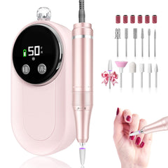 FLORAVIC Nail Drill 50,000 RPM display helps precise speed control for efficient removal.