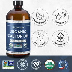 Florisan cold-pressed castor oil for hair growth nourishing strands with fatty acids