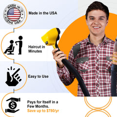 Flowbee with adjustable attachments demonstrates fast, mess-free trims