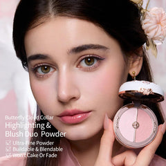 Flower Knows Duo Powder blush swatches show dual-tone shading for natural warmth and contour.