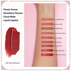 Flower Knows S08 Velvet Redwood burgundy swatch reveals rich color payoff.