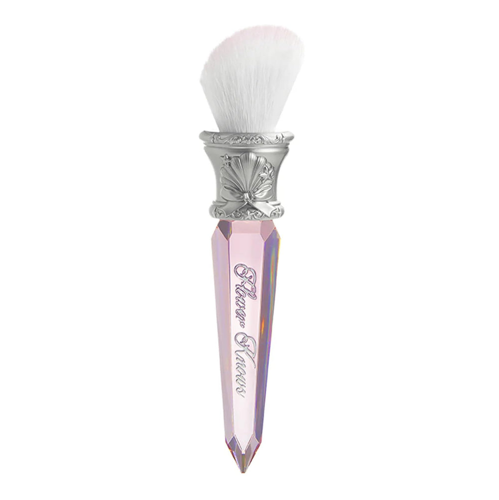 Flower Knows Shell's Jewel Angled Blush Brush delivers precise pigment pickup for sculpted cheeks.
