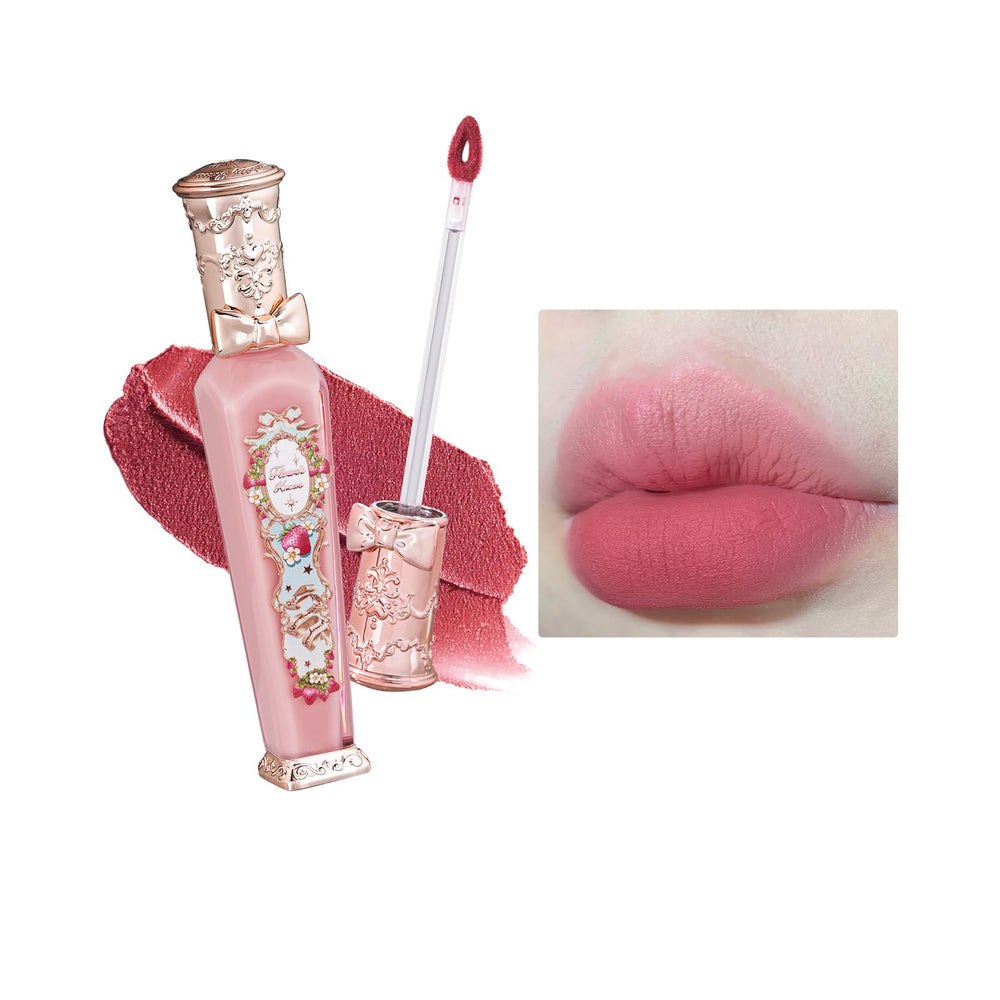 Flower Knows Strawberry Rococo Lip Cream bottle showcases premium packaging and bold pigment.