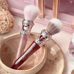 Flower Knows Sweetie Bear strawberry-pink blush brush close-up on soft bristles.