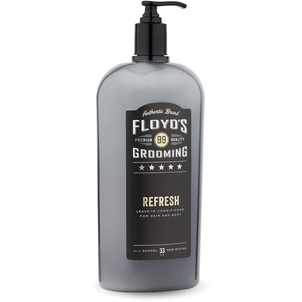 Floyd's 99 Refresh conditioner bottle front view emphasizes the 33 oz size for value.