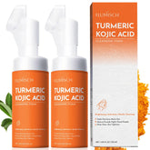 FluMisch Turmeric Kojic Acid Foaming Face Wash bottle delivers brightening cleansing.