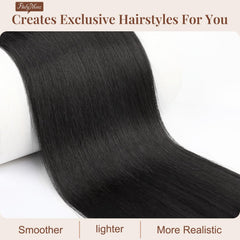 Flufymooz ponytail clip-in application demonstrates quick, secure styling.