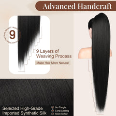 Flufymooz ponytail length and flow illustrate instant volume versatile looks.