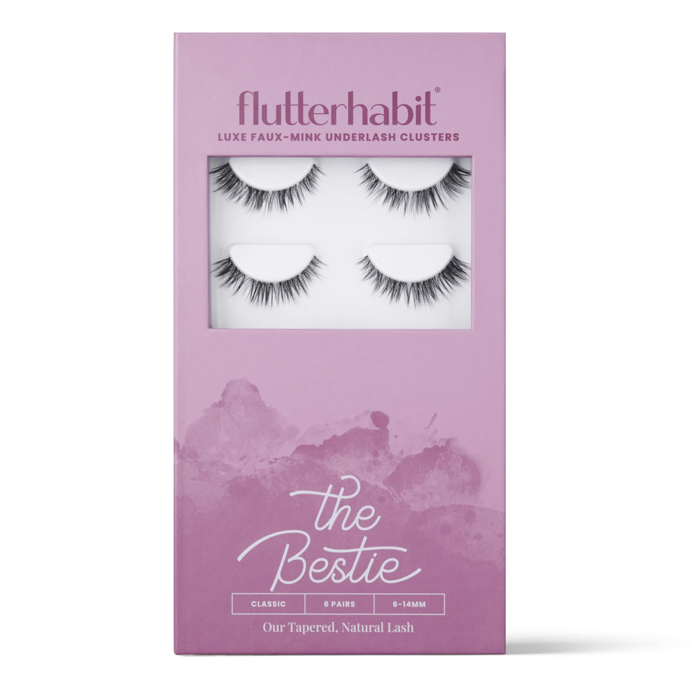 FlutterHabit Bestie lash clusters pack—six sets for effortless at-home wear.