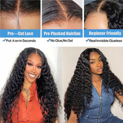 Flwing deep wave texture hair highlights soft curls and long-lasting bounce.