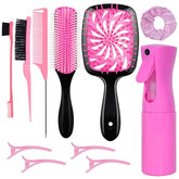 FlyLanyards 11pcs hair brush set package showing full tool assortment for styling.