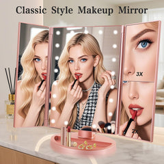 Flymiro vanity mirror rose gold 2x magnification panel aids brow shaping and lash work