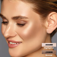 FOCALLURE contour-stick bronzer swatches demonstrate warm tone options for sun-kissed dimension.