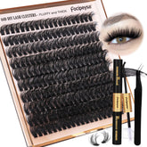 Focipeysa eyelash extension kit packaging with 200pcs 80D mink fur lashes for at-home enhancement.