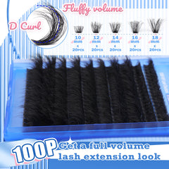 Focipeysa Full lash clusters 100P 10-18mm – versatile lengths for customization