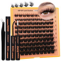 Focipeysa Thick Lash Extension Kit box open for at-home salon-quality lashes.
