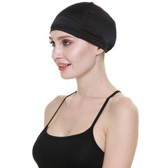 FocusCare wig cap mulberry silk front view for comfortable wear under wigs.