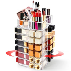 FODIENS acrylic lipstick tower with rotating base offers easy lipstick selection