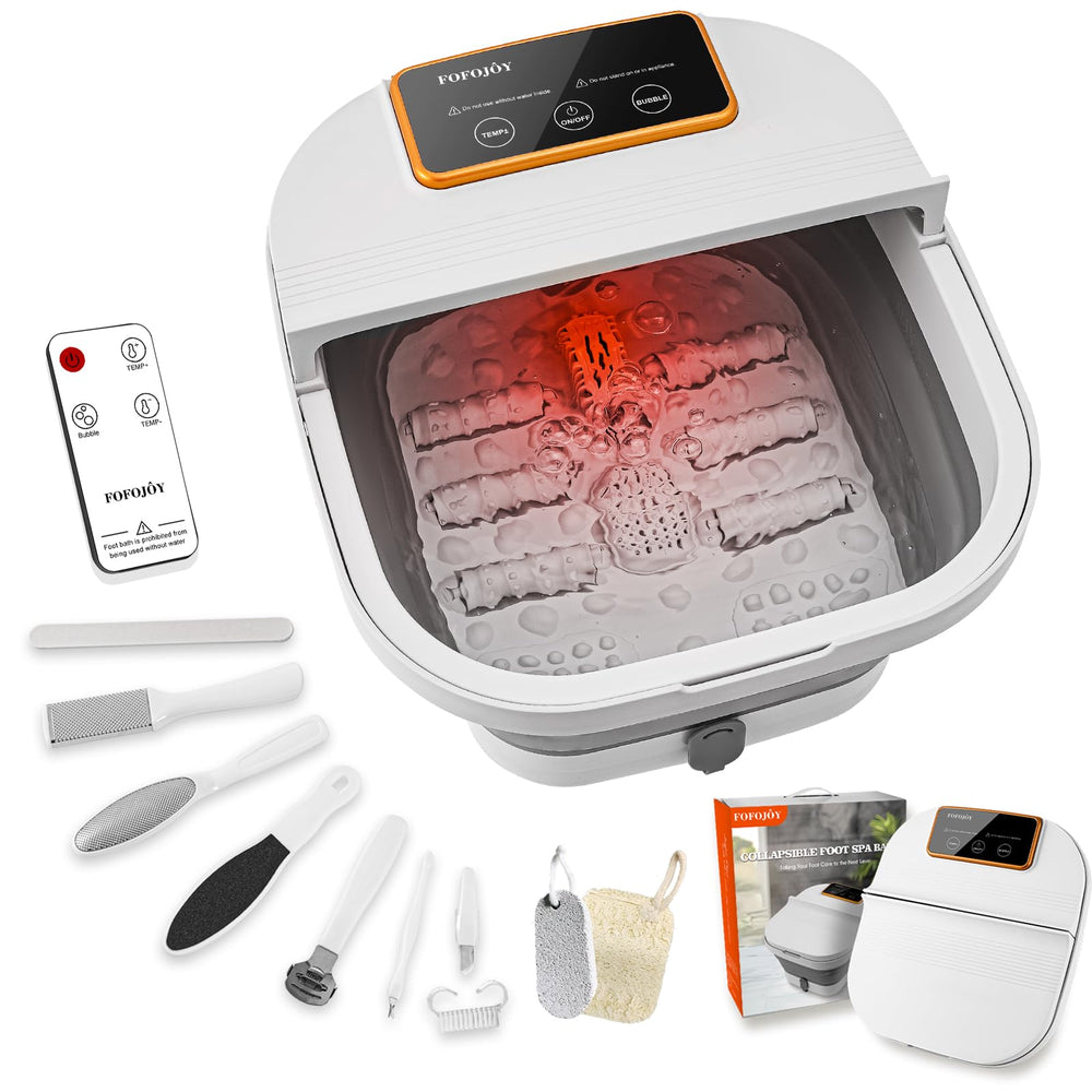 FOFOJÔY collapsible foot spa remote control enables easy heat and massage adjustments