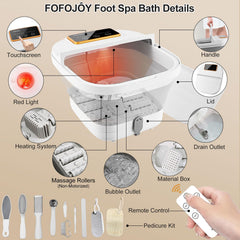 FOFOJÔY foot spa image showing massage rollers and bubbles for soothing foot care