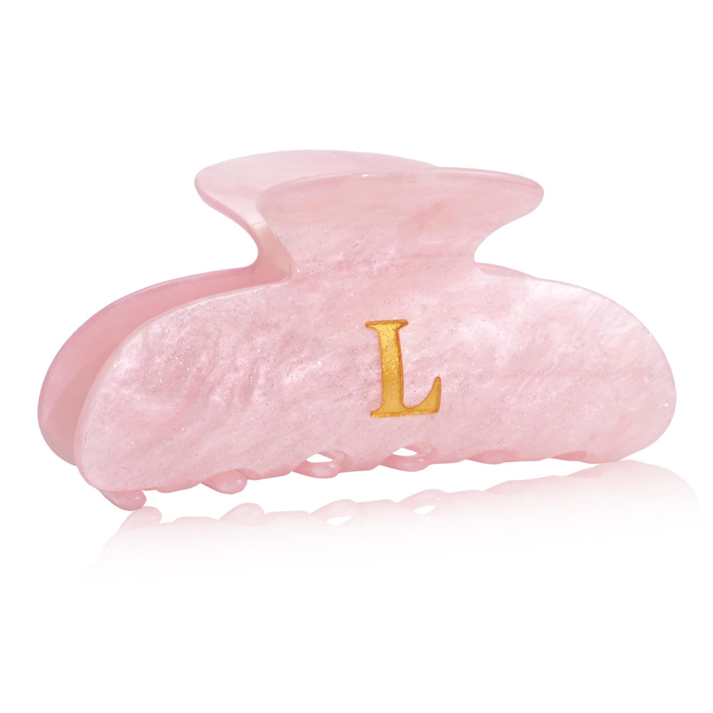 Fohufo acrylic letter hair clip with pink monogram L for secure hold and chic style.