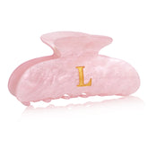 Fohufo acrylic letter hair clip with pink monogram L for secure hold and chic style.