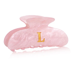 Fohufo acrylic letter hair clip with pink monogram L for secure hold and chic style.