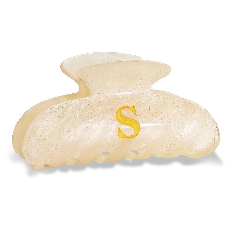 Fohufo initial-letter-s claw-clip showcases chic monogram design for stylish everyday hairstyles.