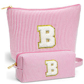 Fohufo initial makeup bag large front view for organized travel storage.
