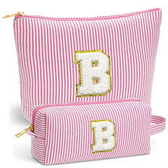 Fohufo initial makeup bag large front view for organized travel storage.