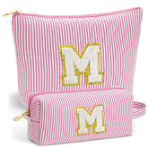 Fohufo makeup bag pink shows travel-ready cosmetics storage.