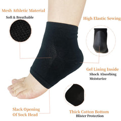 FonsBleaudy gel heel sock top mesh breathable fabric keeps feet cool during activity.