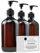 FOOCHY empty bottles with pump in amber, reusable travel containers for liquids.
