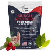 Foot Cure Foot Soak bottle pour evokes relaxing at-home spa ritual.