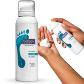 Footlogix DD Cream Mousse in a white bottle for lightweight hydration of dry feet.
