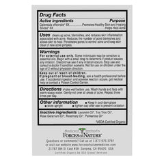 Forces of Nature acne-rollerball closeup highlights clear, lightweight topical formula.