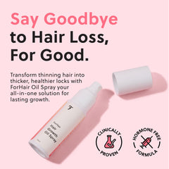 ForChics Hair Growth Serum spray-application demonstrates quick 2-3 sprays for scalp refresh