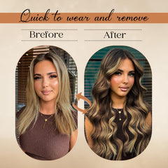 Forede balayage dark brown clip-ins showcase natural color blend for effortless style.