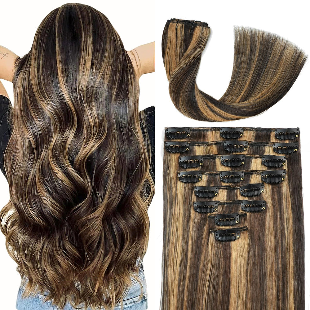 Forede clip-in hair extensions Real Human Hair 20inch for seamless volume and natural length.