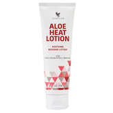 Forever Living Aloe Heat Lotion bottle pour with cooling menthol for sore muscles