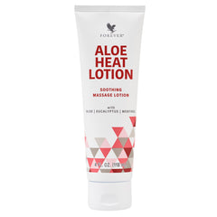 Forever Living Aloe Heat Lotion bottle pour with cooling menthol for sore muscles