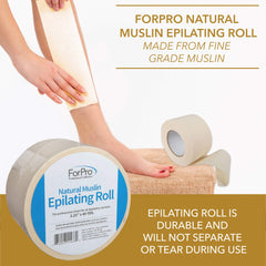 ForPro cut-to-size muslin epilating roll demonstrates adaptable sizing for full or partial body waxing