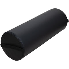 ForPro jumbo full round bolster pillow in black, front view showing spine support