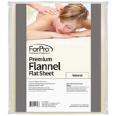 ForPro Premium Flannel Flat Sheet in natural on a massage table front view for warmth and coverage