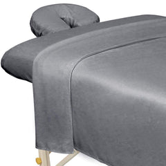 ForPro Professional Collection premium microfiber flat sheet in cool grey protects tables